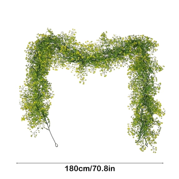 Fall Garland 70.8in Artificial Green Rattan Vine, Plastic Autumn Hanging Leaves for Home Fireplace Stairs Wall Door Window Thanksgiving Decor