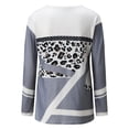 thumbnail image 4 of Patlollav Womens Casual Print Round Neck Patchwork Pullover Long Sleeve Blouse T-Shirt Tops, 4 of 6