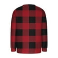 thumbnail image 4 of JUSLIO Plaid Women Tops Warm Fleece Blouses Graphic Long sleeve Round Neck Blouses Red 2XL, 4 of 5
