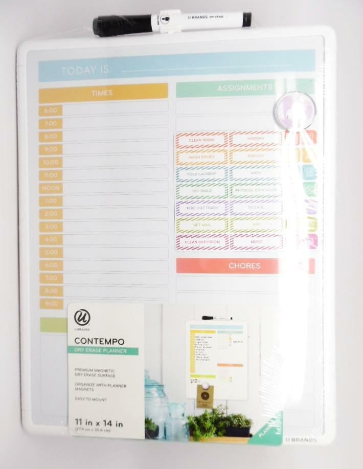 U Brands 11"x14" Contempo Planner Chart Hanging Dry Erase