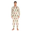thumbnail image 3 of 1 Piece Adult Onesie Pajamas Cozy & Loose-Fit Sleepsuit Loungewear with Pockets Candy Cane-shaped Ribbons and Hearts XX-Large, 3 of 7