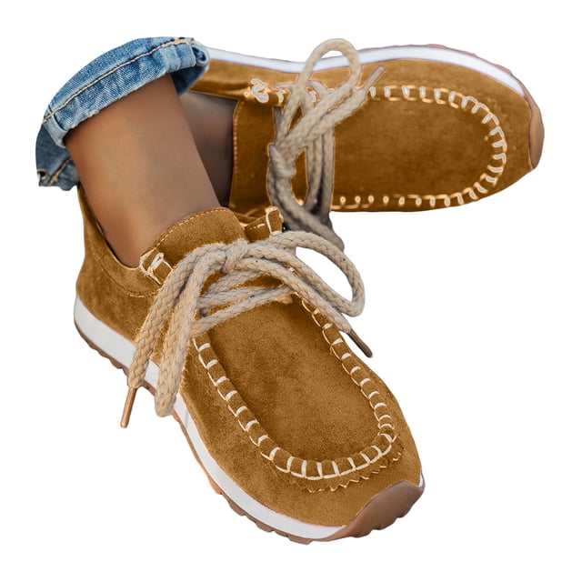 Pandaie Mocassins pour Femmes Confortables à Lacets Classiques Rétro Espadrilles Affaires Formelles Travail Marche Course Chaussures Décontractées Orange 9