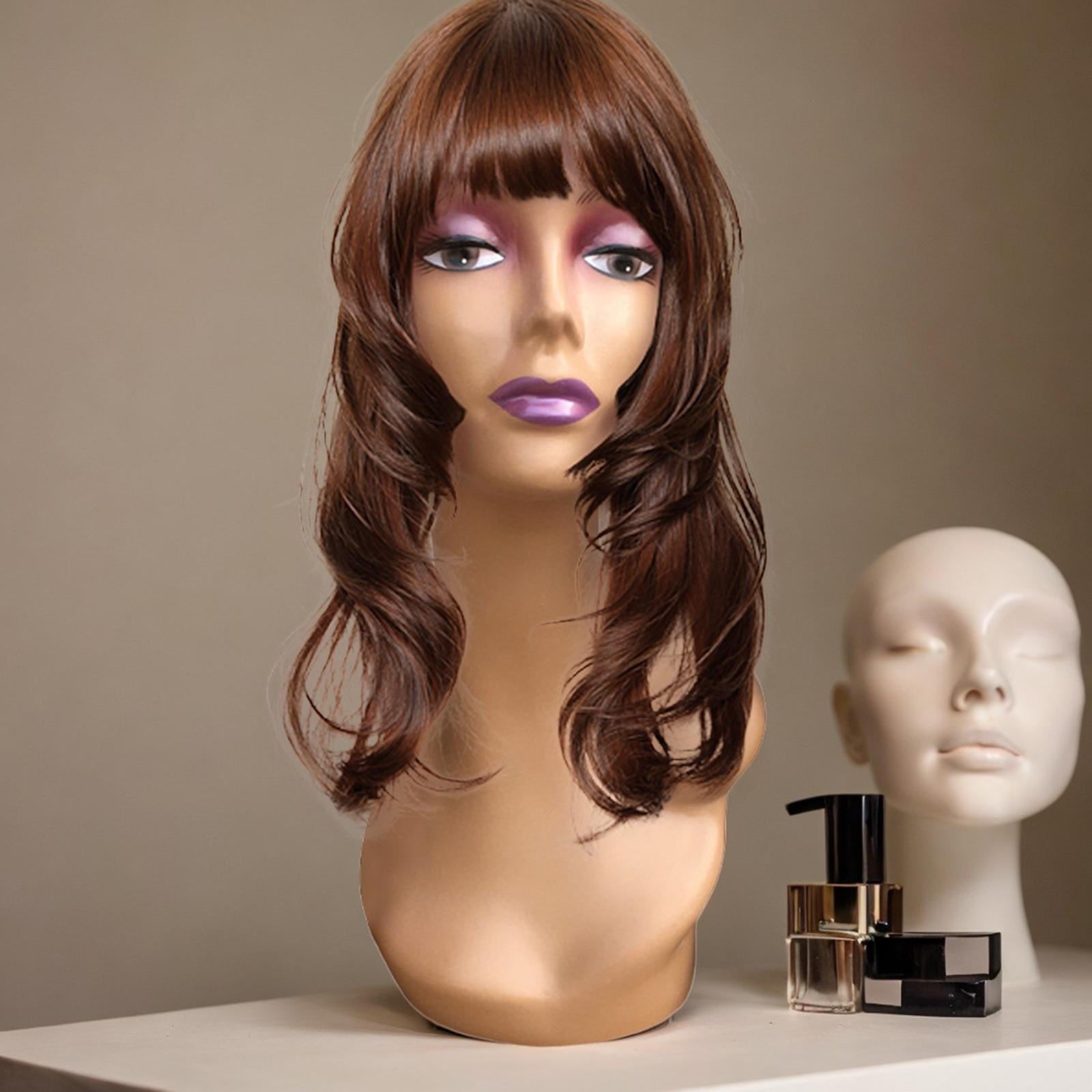 Female Mannequin Head, Manikin Long Neck Durable Multipurpose with Makeup, Professional Display Model for s Displaying Making Styling Style A