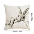 thumbnail image 3 of 18 Inch Easter Bunny Linen Pillow Cover Cute Sketch Decorative Throw Case Spring, 3 of 6
