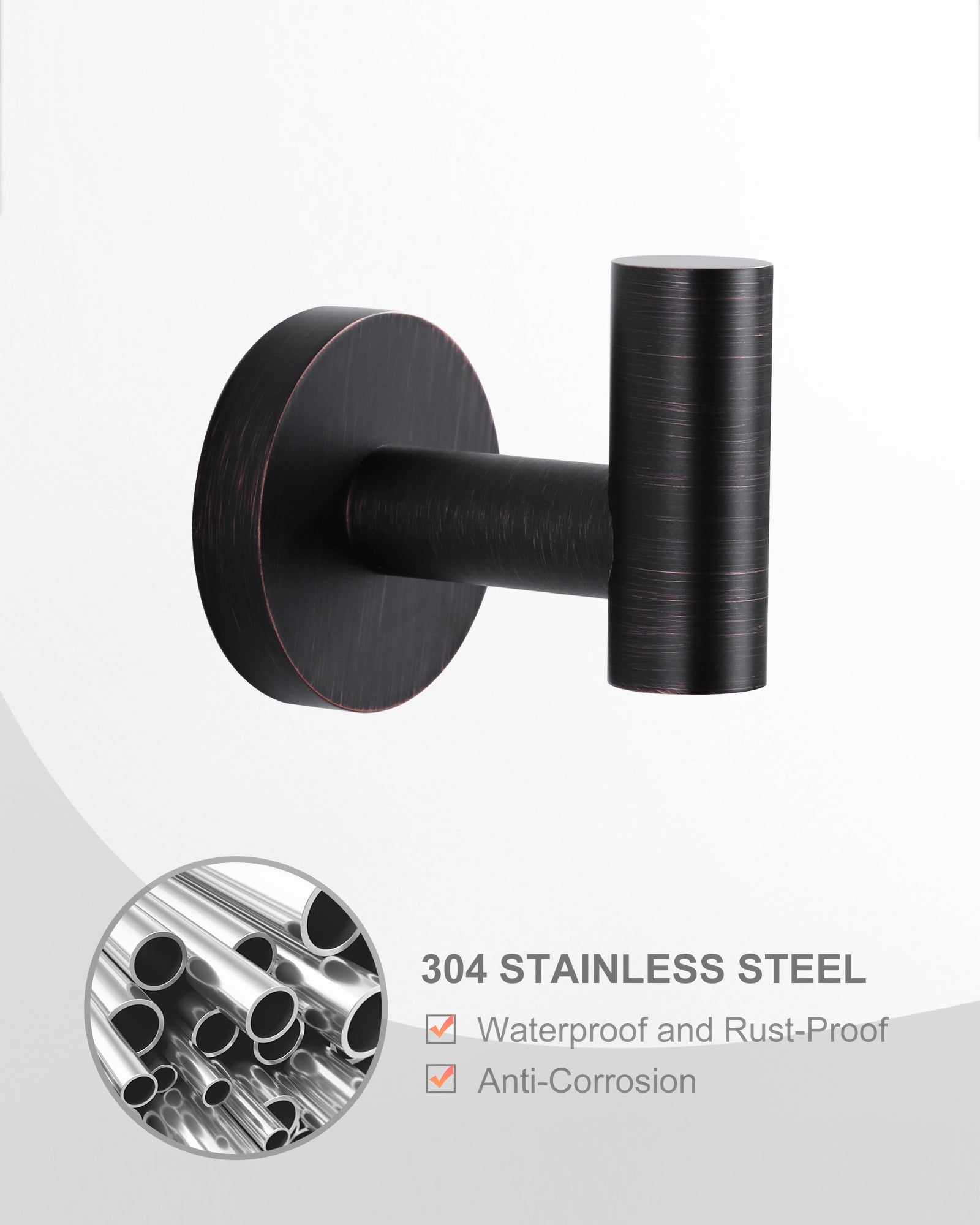 Wowow J-Hook Wall Mounted Bathroom Oil Rubbed Bronze Robe/Towel Hook in Stainless Steel (4-Pack)