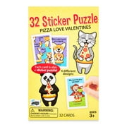 Mello Smello Valentine's Day Sticker Puzzle Pizza Love Valentines Kiddie Cards, 32CT