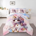 thumbnail image 2 of Pink Unicorn Full Bedding Sets , Rainbow Unicorn Comforter 3 Pcs Kawaii Rainbow Reversible Stars Bed Sets Teens Unicorn Room Decor All Season, 2 of 7