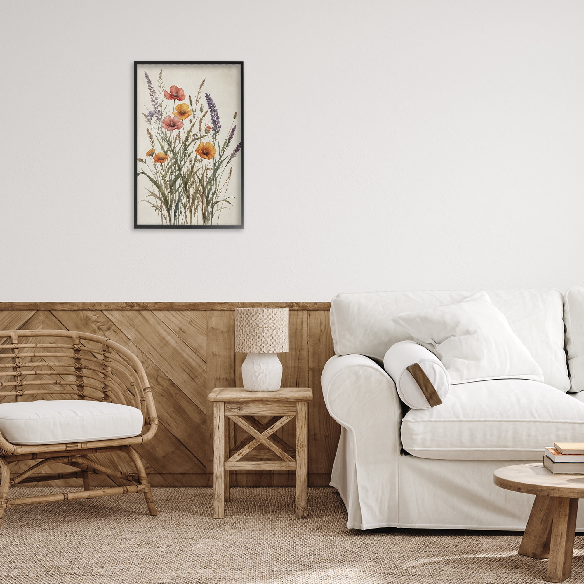 Stupell Industries Vintage Collection of Meadow Botanicals Black Framed Giclee Art, design by Nataly White