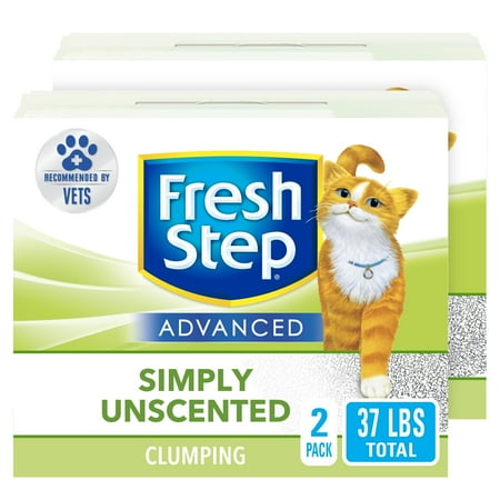 Fresh Step Advanced Simply Unscented Clumping Cat Litter  Vet Recommended  2 Pack of 18.5 lb Boxes