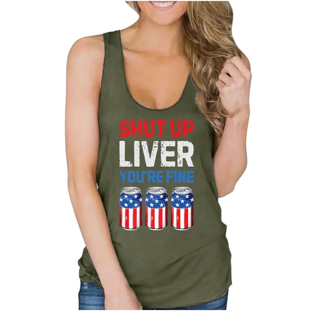 Blusa sin mangas con estampado de bandera del Día de la Independencia para mujer Pompotops lopia987720
