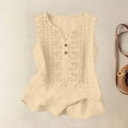 thumbnail image 5 of Lumtrix Womens Tank Tops Loose Fit Cotton Linen V Neck Henley Sleeveless Shirt Casual 2026 Summer Beach Top Beige L, 5 of 6