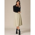 thumbnail image 2 of DARING DIVA Women's Vintage High Waist A Line Faux PU Leather Midi Skirts XS Apricot White, 2 of 6