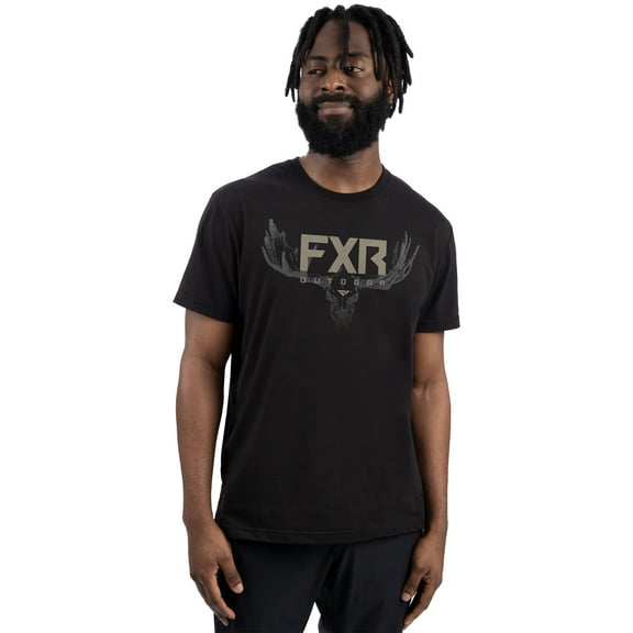 FXR Mens Black Stone Antler Premium T-Shirt Tee Short Sleeve Printed Logos - XXX-large 222076-1017-22