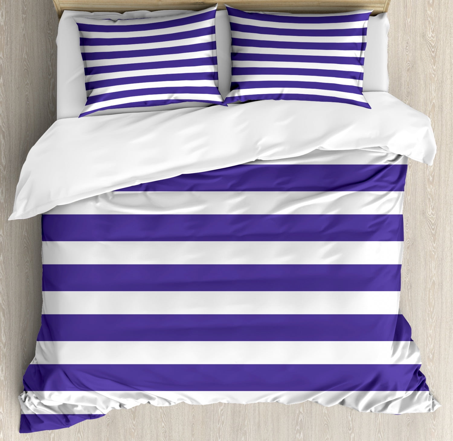 Striped Duvet Cover Set, Nautical Marine Style Lines Sailor Theme
