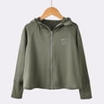 thumbnail image 2 of Xfvqtps Kids Light Jacket Cooling Sun Protection Hoodie Full Zip up Long Sleeve Cartoon Bear Print Summer Shirts UV for Outdoor Hiking Army Green, 2 of 4