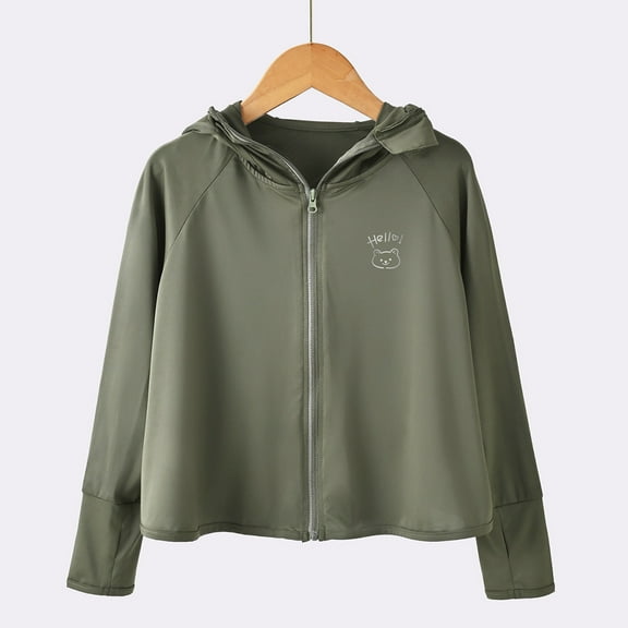 TMOYZQ Kids Zip Up Sun Hoodie UPF50 Lightweight Sun Protection Jacket for Girls Boys Athletic Tops with Thumbholes 2-11 Years