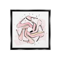 Stupell Industries Heels with Modern Pattern Beauty & Fashion Painting Black Floater Framed Canvas Art Print Wall Art, 18 x 18