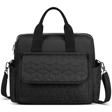Diaper Bag Tote  Multifunction Baby Diaper Bag W/ 3 Insulated Pockets Dry & Wet Compartment Large Capacity Baby Bag Crossbody Travel Maternity Bag for Mom Dad Lightweight Shoulder Mommy Bag(Blac)