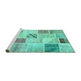 thumbnail image 2 of Ahgly Company Machine Washable Indoor Round Patchwork Turquoise Blue Transitional Area Rugs, 4' Round, 2 of 4