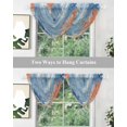thumbnail image 4 of Orange Navy Blue Coral Sheer Waterfall Valance Curtains for Window, Summer Beach Coastal Ocean Ombre Rod Pocket Sheer Topper Swag Curtains for Living Room, Kitchen 38.5"W x 47.2"L, 3 Panels, 4 of 7