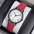 thumbnail image 2 of Resicozy Women's PU Leather Strap Watches Womens Roman Numerals Classic Business Casual Ladies Round Dial Wrist Watch Red, 2 of 4
