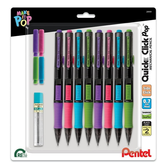Lápiz mecánico Pentel Quick Click POP de 0,7 mm, paquete de 8