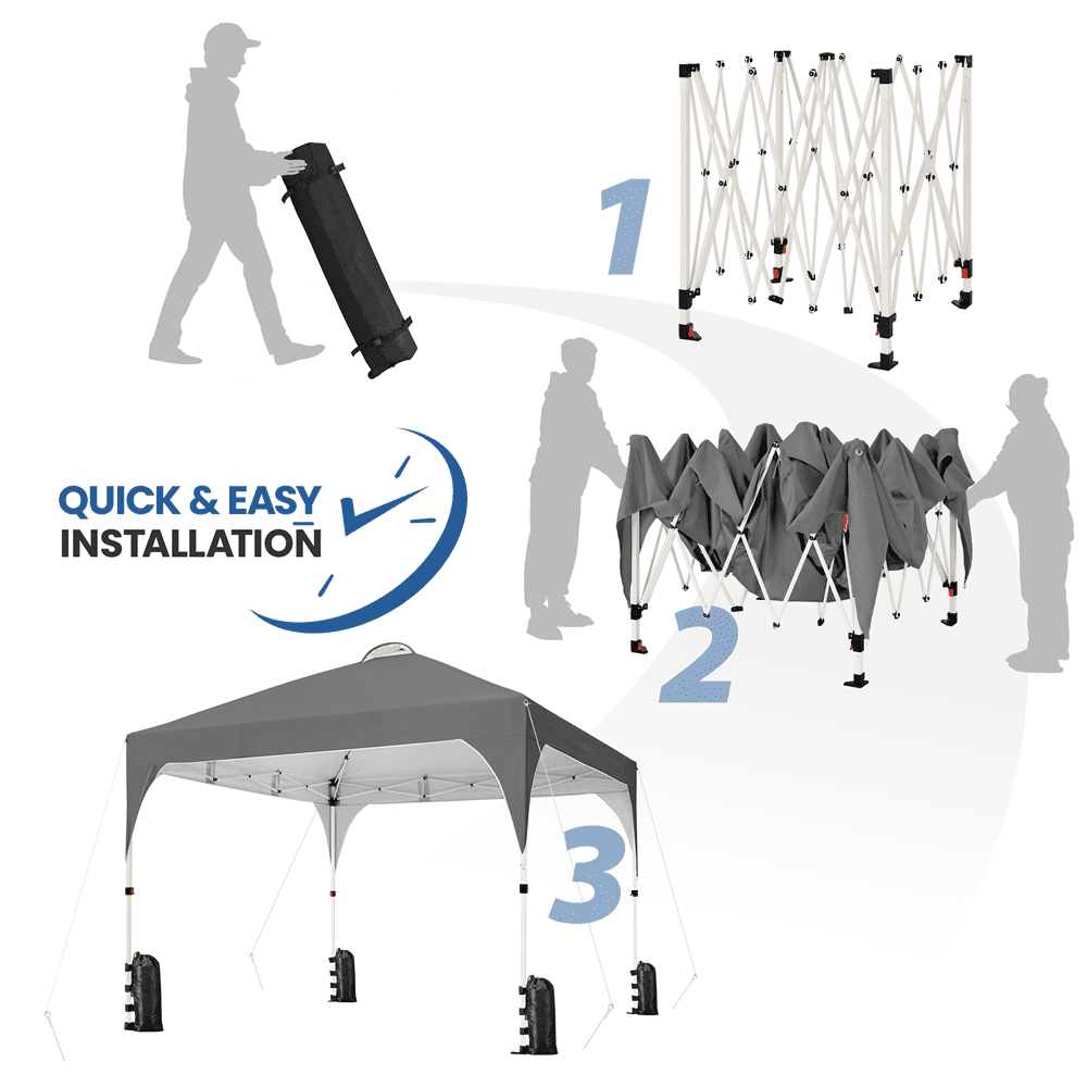 Alden Design Outdoor Canopy Tent with Stakes Ropes Sandbags Wheeled Bag for Patio, Dark Gray