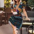 thumbnail image 3 of Lsque Flower Covered Vintage Car Print Women's Casual Dress T-Shirt Summer Short Sleeve Scoop Neck Swing Dresses, 3 of 6
