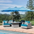 thumbnail image 2 of EBQOSK 15x9ft Large Double-Sided Rectangular Outdoor Twin Patio Market Umbrella with light and Base Blue, 2 of 7