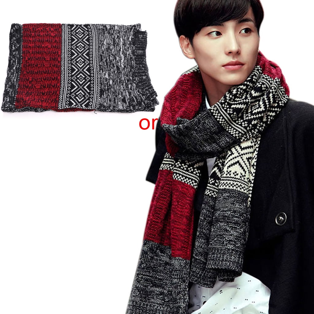Men Fashion Casual Shawl Wrap Muffler Scarf Assorted Color Scarves Warm JH 