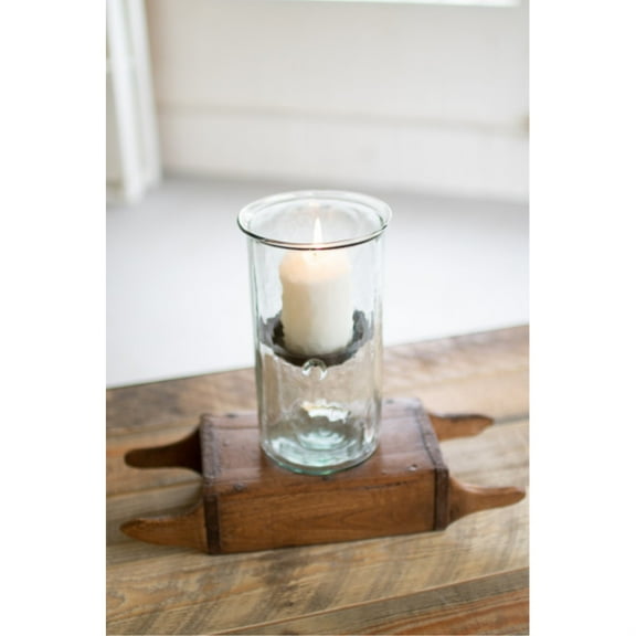 MINI GLASS CANDLE CYLINDERS W RUSTIC INSERT - MEDIUM