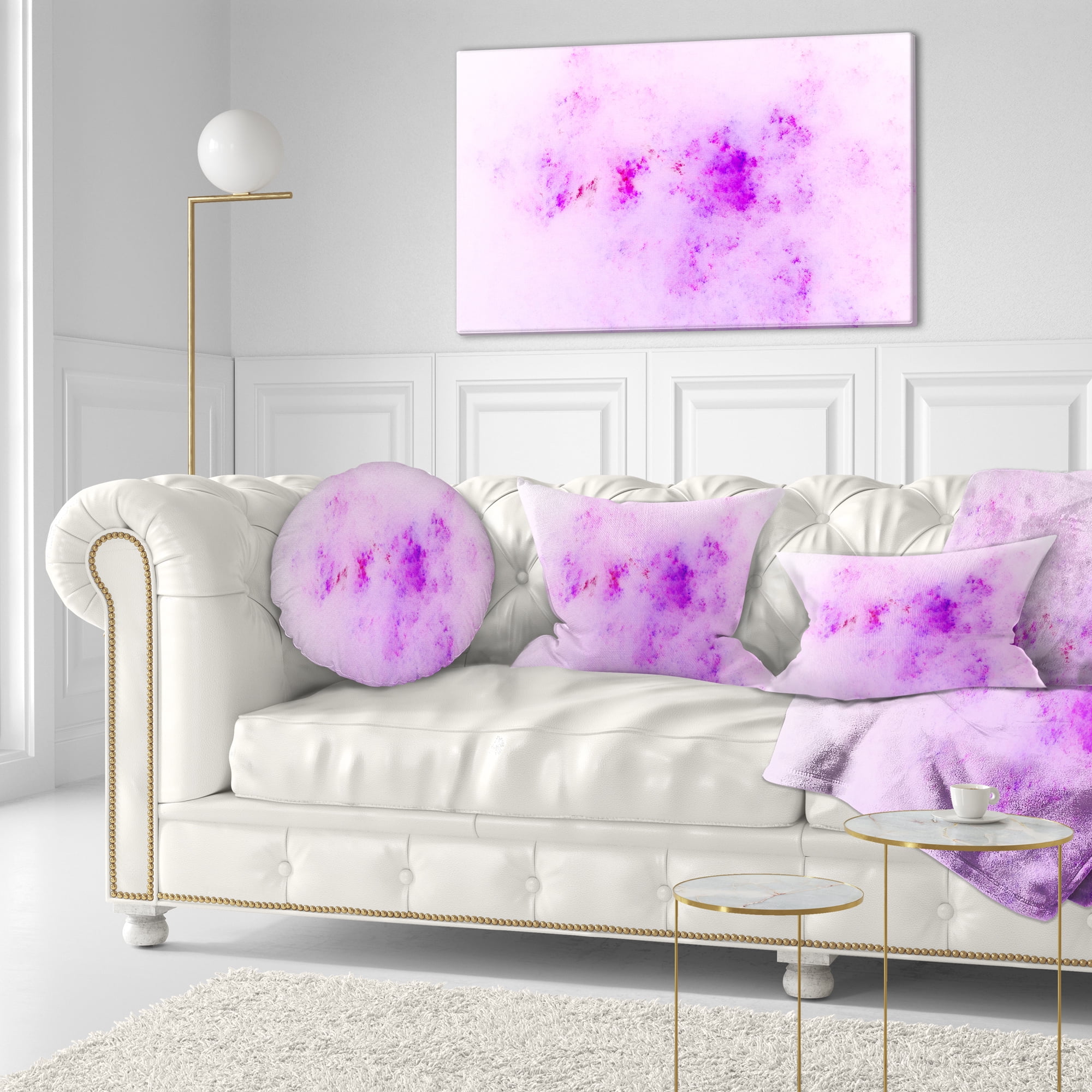 Designart Blur Light Pink Sky with Stars - Abstract Throw Pillow - 12x20