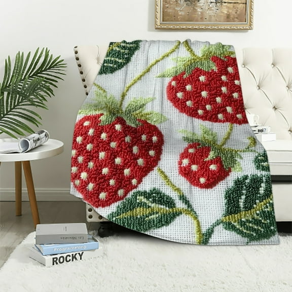 Autua Strawberry Cross Stitch Super Soft Blanket for All Seasons 40x50in