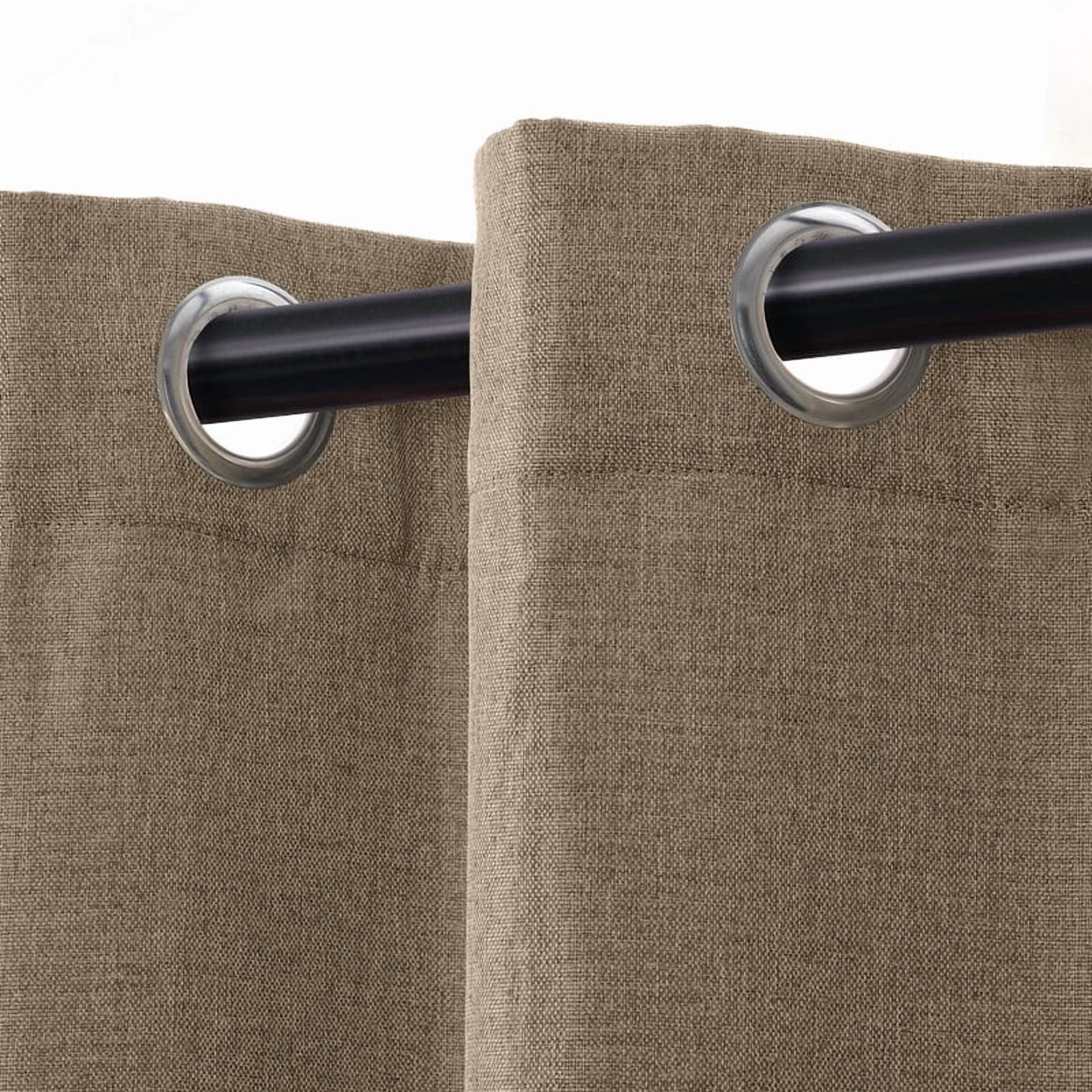 Superior Linen Blackout Curtains Set of 2, Grommet Header Curtain Panel Pair, Coriander, 42"W x 96"L