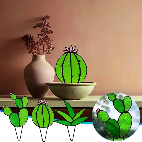 Iumwxz Room Decor Colorful Cactus Succulent Plant Acrylic Simulation Decoration Window Balcony Decorations Tropical Potted Plant Ornaments Home Wall Decor Easter A Acrylic Clearance Sales