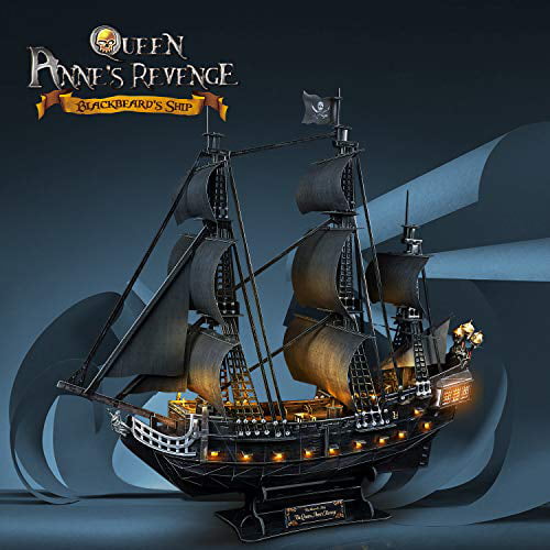 CubicFun 3D Puzzles 26.6" Pirate Ship with 15 LED Bulbs for Adults Sailboat... 