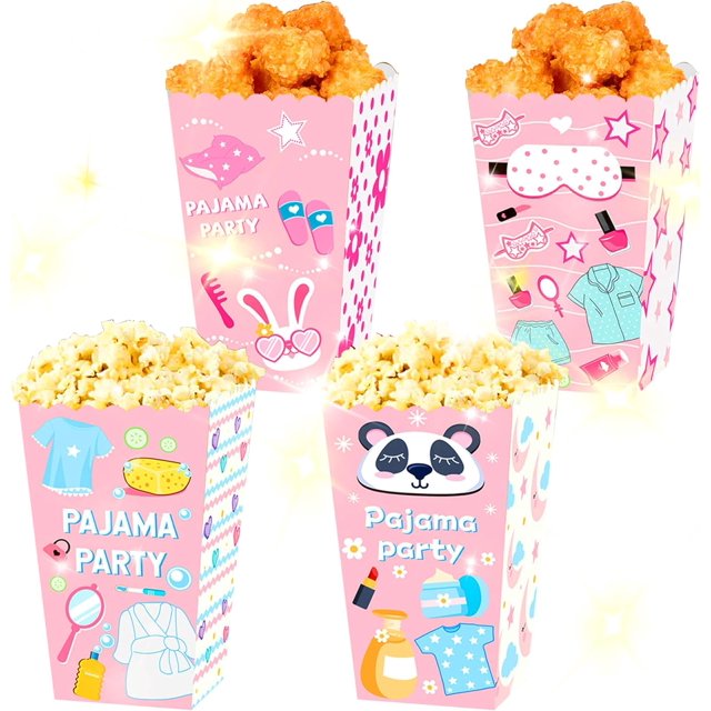 LaVenty Pajama Party Popcorn Boxes Sleepoever Party Popcorn Boxes Slumber Party Favor Bags Boxes
