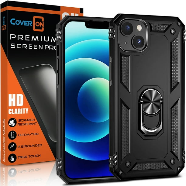 CoverON For Apple iPhone 14 Ring Case and Screen Protector Temper Glass