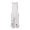 thumbnail image 4 of Women's Dresses Linen Irregular Double Layer Tank Dress Plus Size Sleeveless Loose Beach Dresses Summer Sundress, 4 of 5