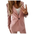 thumbnail image 1 of Blazer de Bureau pour Femmes, Veste de Mode Boutonnée, Mi-Longue, Décontractée, Ajustée, Couleur Unie, Col à Revers, Cardigan Élégant, 1 of 7