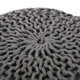thumbnail image 5 of GDF Studio Ashbury Outdoor Modern Handmade Cotton Knit Round Pouf, Dark Gray, 5 of 8