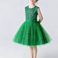 thumbnail image 5 of AHTJRT Flower Girl Dresses Sleeveless Sequin Sparkly Tulle Dress Wedding Pageant Princess Birthday Fancy Tween Girl Dresses Green 11-12 Years, 5 of 9
