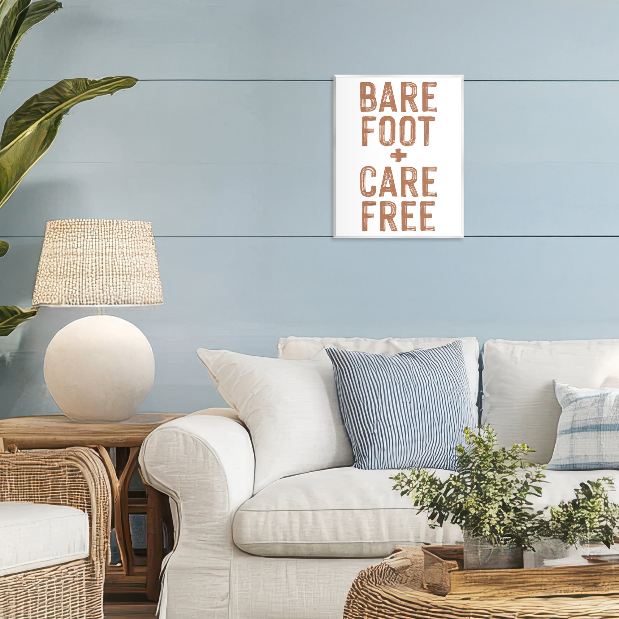 Barefoot Carefree Summer Sentiment Wall Plaque Art, design by Lettered and Lined
