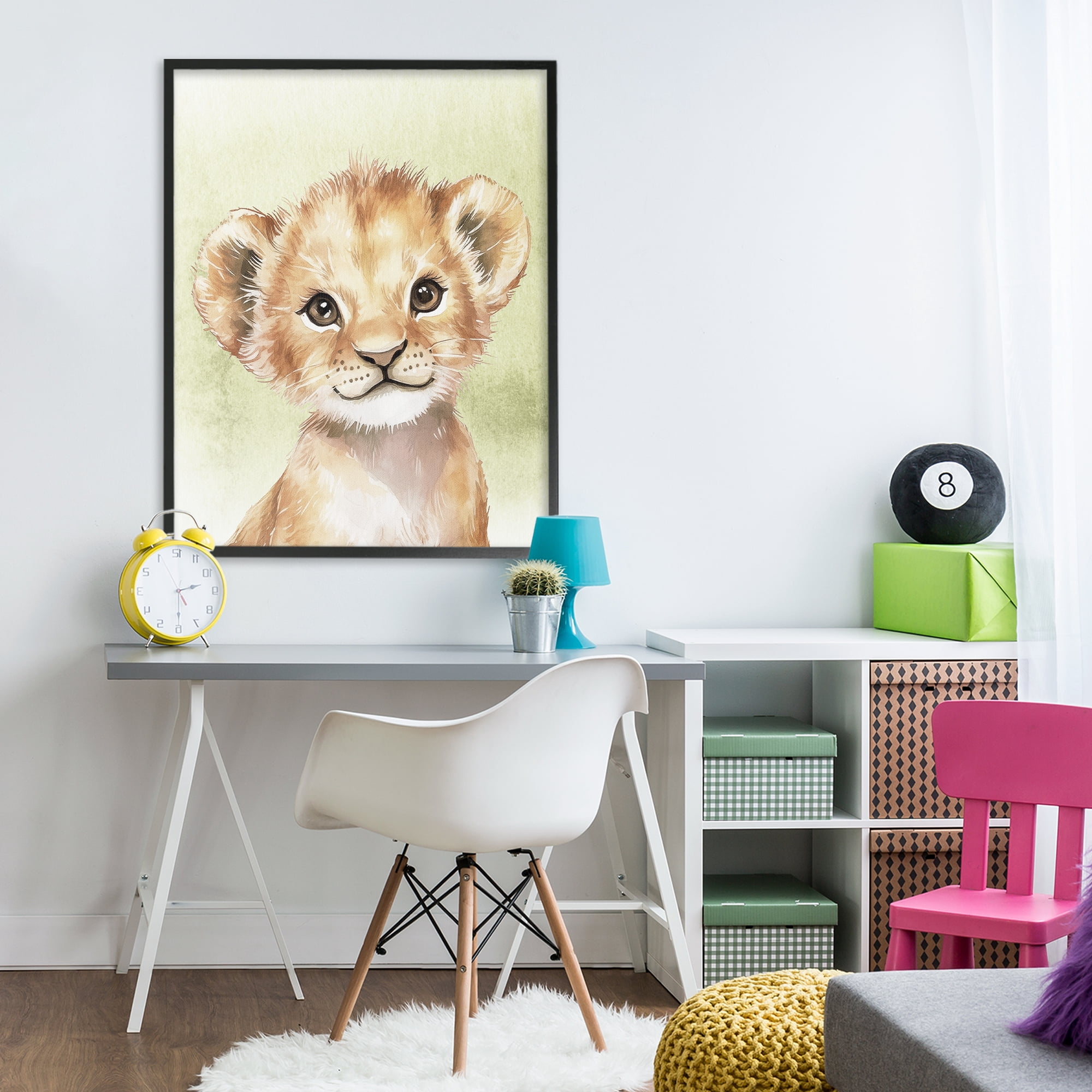 Stupell Industries Jungle Friends Baby Lion Black Framed Giclee Art, design by Christine Simpson Art