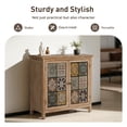 thumbnail image 2 of Alpha Joy 2-Door Accent Distressed Cabinet with Large Interior Storage, Retro Storage Cabinet with 2 Doors & Wood Frame, Checkered Patterns for Living Room, Entryway, 2 of 8