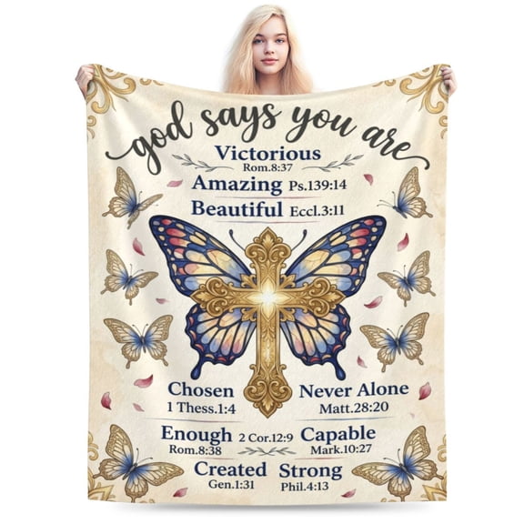 Christian Gifts for Women, Christian Blanket with Butterflies, Religious Gift for Woman, Inspirational Bible Verse Blankets Throws Spiritual Gift for Women Birthday Christmas 50x40