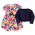 thumbnail image 2 of Touched by Nature Baby and Toddler Girl Organic Cotton Dress and Cardigan 2pc Set, Bright Flower, 5 Toddler, 2 of 4