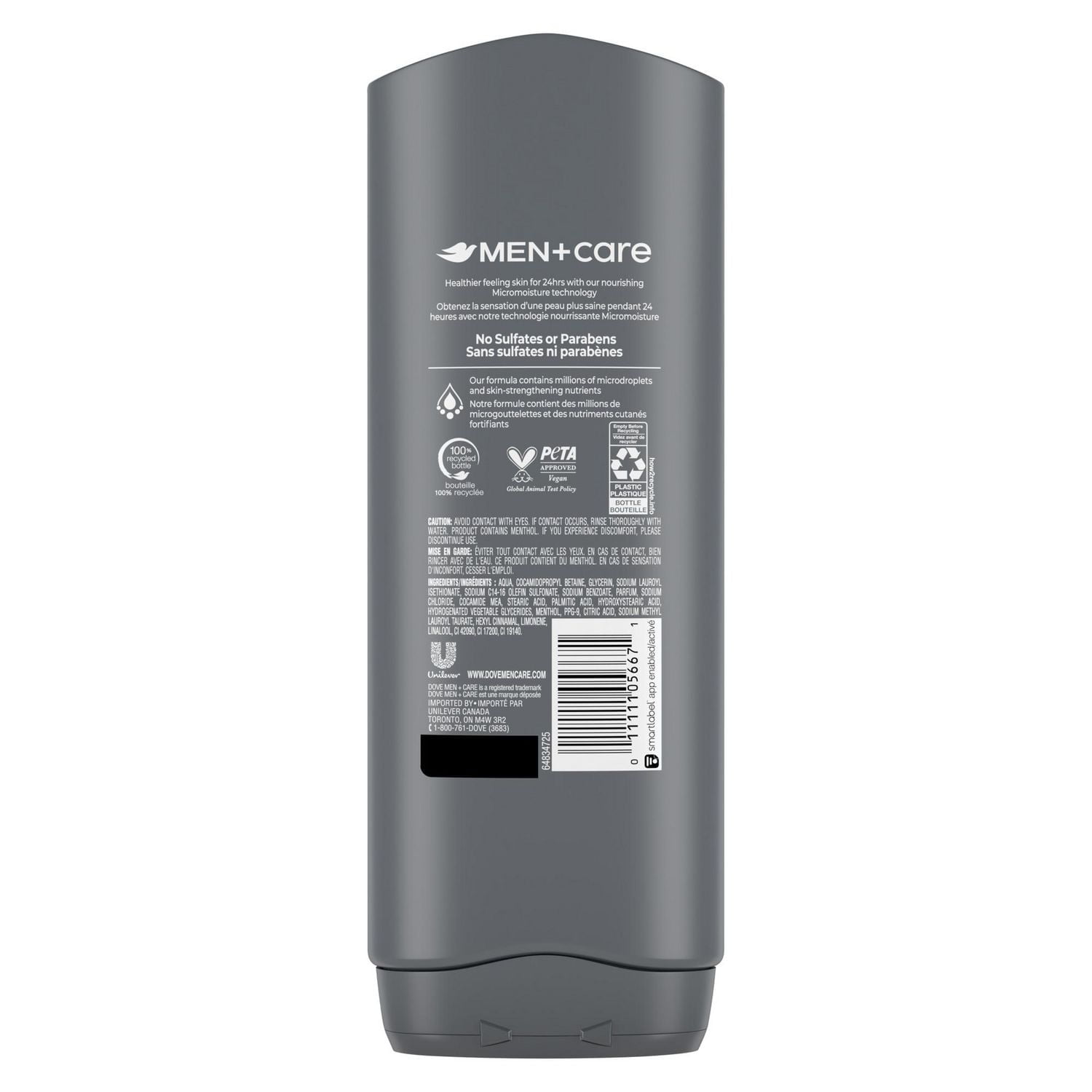 Dove Men+Care Refreshing Extra Fresh Body and Face Wash for Men with 24-Hour Nourishing Micromoisture Technology, 532mL