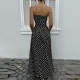 thumbnail image 6 of XUNKUSGA Cocktail Dresses for Women Trendy Polka Dot Strapless Womens Maxi Dress Casual Smocked Tube Top Swing Flowy Wedding Guest Dress,Black,S, 6 of 7