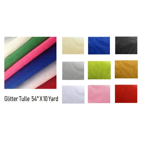 54 By 10 Yards 30 Ft Glitter Tulle Fabric Bolt For Wedding And